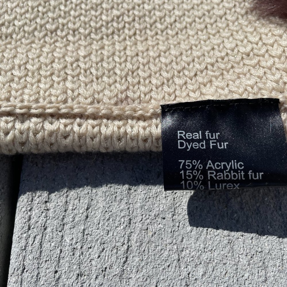 LA FIORENTINA 100% GENUINE RABBIT FUR INFINITY CAMEL & BROWN GOLD METALLIC SCARF - Picture 12 of 13